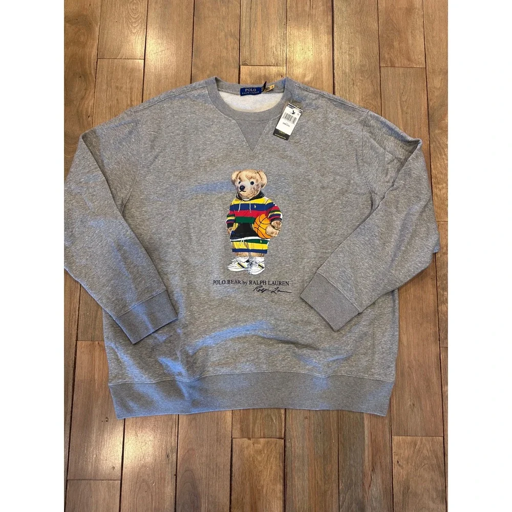 Polo Ralph Lauren Polo Bear Basketball Sweatshirt Gray Mens 2XB Big & Tall NWT